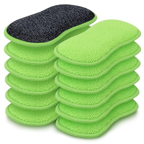 HOMEXCEL 12-Pack Microfiber Scrub Sponges