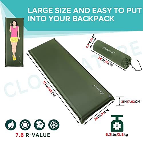 Clostnature 3in Lightweight Self Inflating Sleeping Pad for Camping - image 2