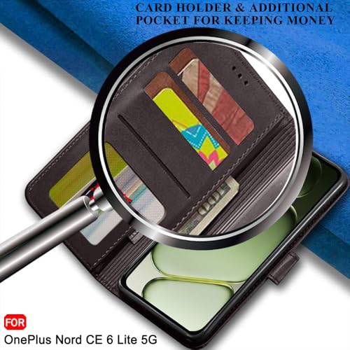 Image of TheGiftKart Flip Back Cover Case for OnePlus Nord CE 6 Lite 5G | Dual-Color Leather Finish | Inbuilt Stand & Pockets | Wallet Style Flip Cover for OnePlus Nord CE6 Lite (Faux Leather, Coffee & Brown)