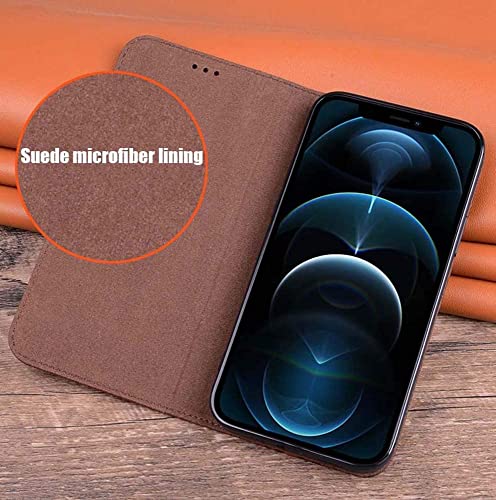 Housse de téléphone à rabat en cuir iPhone 12 Pro Max GUMMMY étui résistant chocs marron 6.7