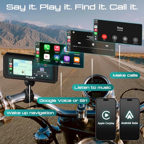 Image of 6.8 inch Wireless Motorcycle CarPlay Screen with TPMS, Model MOX68 | Wireless Apple CarPlay & Android Auto, IP67 Waterproof GPS, Dual Bluetooth, Magnetic Mount, Voice Control.