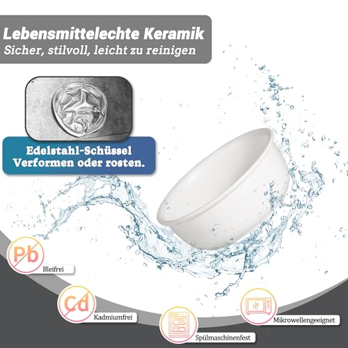 Hundenapf Keramik - Futternapf Hund Katzennapf - Futterstation Hund Katzen Erhöht mit Ständer - Fressnapf Wasser Futter Napf für Große Katzen und Mittelgroße Hunde - 850ml