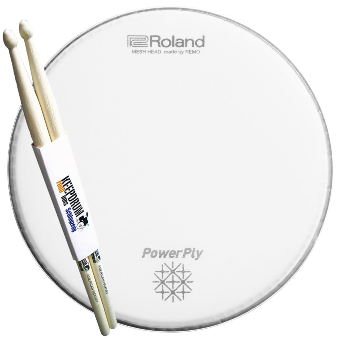 MH2-10 PowerPly Mesh Head 10 Inches + Keepdrum Drumsticks 1 Pair