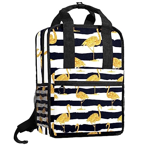 Sac à dos pour garçons et filles motif flamant rose multicolore