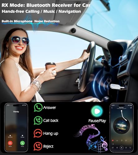 Kaiy Bluetooth Transmitter Receiver, Bluetooth Car Adapter For Handsfree Call Music, Bluetooth Adapter For Airplane Headphones thumb #1