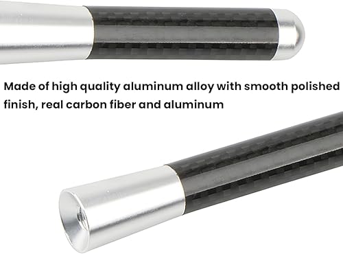 Vista 10 de BESULEN Antena corta para automóvil, antena de radio de aluminio de fibra de carbono de 4.7 pulgadas con bandera estadounidense para recepción