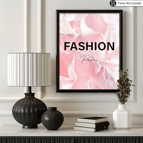 Image of Poster Master Pink Floral Print - Fashion Poster - Paris Designer Art - Modern Wall Design - Chic Gift for Women & Fashionista - Glam Decor for Bedroom or Girl's Room - 11x14 UNFRAMED Wall Art