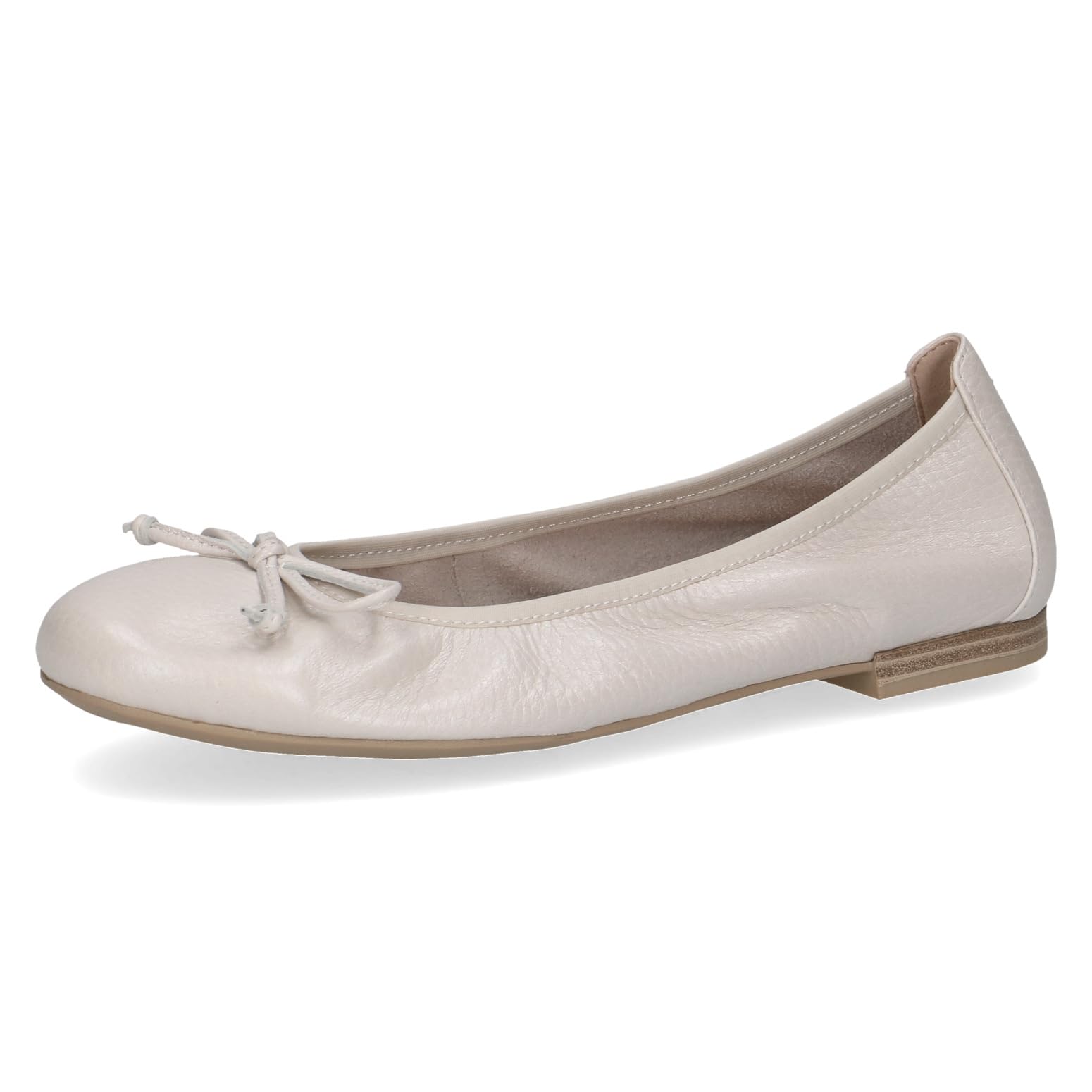 CAPRICE Women Ballet Flats Leather Bow, Cream (Pearl Perl Dee), 8 UK