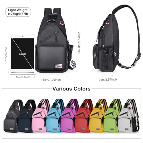 Convertible Sling Bag Crossbody Backpack with Headphone Jack Small Shoulder Chest Bag Casual Daypack for Women Men3