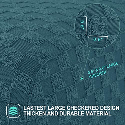 Image of YEMYHOM 8 Pieces Stretch Recliner Sofa Cover Jacquard Reclining Couch Cover with Side Pocket Anti-Slip Fitted 3 Cushion Furniture Slipcovers with Elastic Bottom (Recliner Sofa, Peacock Blue)