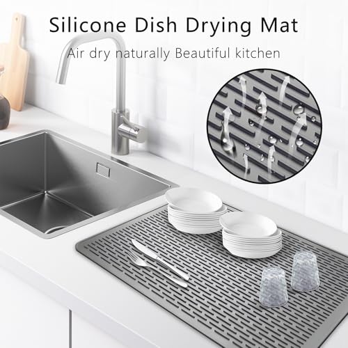 Image of Stove Top Cover for Electric Stove, 28 inchx20 inch Thermochromic Silicone Stove Mat for Glass Top Stove, Glass Cooktop Protector, Range Covers for Electric Stove (Gray-Pink,Temperature-changing)