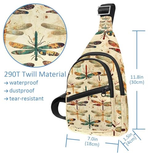 Sac à dos à bandoulière imprimé libellule multicolore avec sangle réglable - 4
