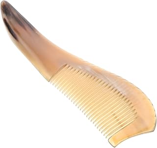 Healifty Pentes de chifre de boi pente para alisar o cabelo, pentes de dentes finos, pente antiestático de cabelo natural, pente de bolso de chifre de boi (amarelo claro)