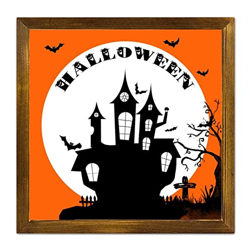 Panneau bois Halloween haut de gamme avec cadre citrouille et design chrétien
