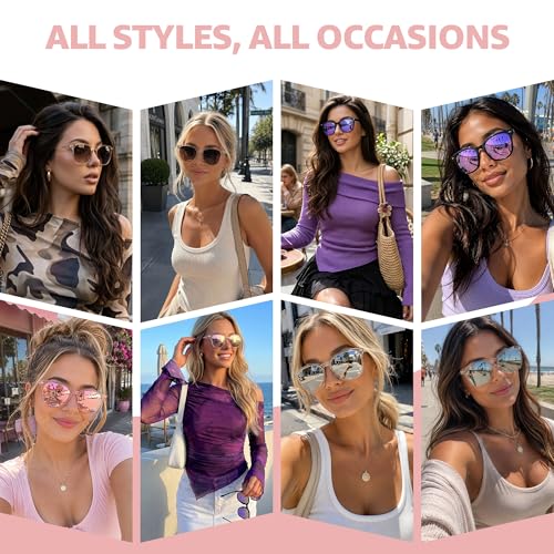 Image of Myiaur Polarized Sunglasses for Women, Square Mirrored Trendy Shades with UV Protection Reduce Glare Sun Glasses