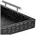American Atelier Alligator Leather Serving Tray with Metal Handles, Black Large