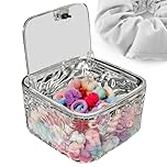 Hair Clips & Ties Organizer – Clear Accessory Storage Box, Ponytail Holder Case | Small Hairband Keeper, Pin Container For Vanity Dresser Countertop School Home Office