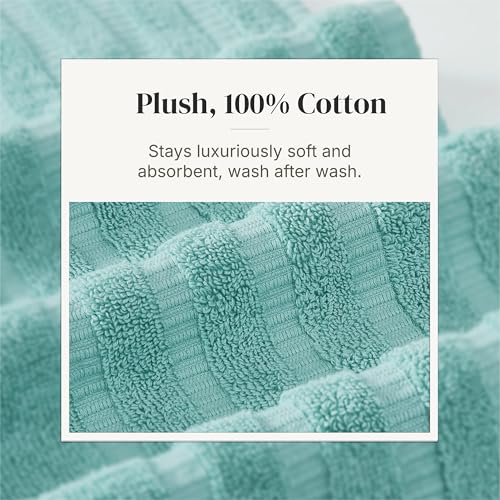 Image of Modern Threads 6 Piece Bath Towel Set - Bathroom Set with 2 Bath Towels, 2 Hand Towels, and 2 Wash Cloths - 100% Cotton, Super Absorbent & Extra Soft - Reversible Classic Diamond (Aqua)
