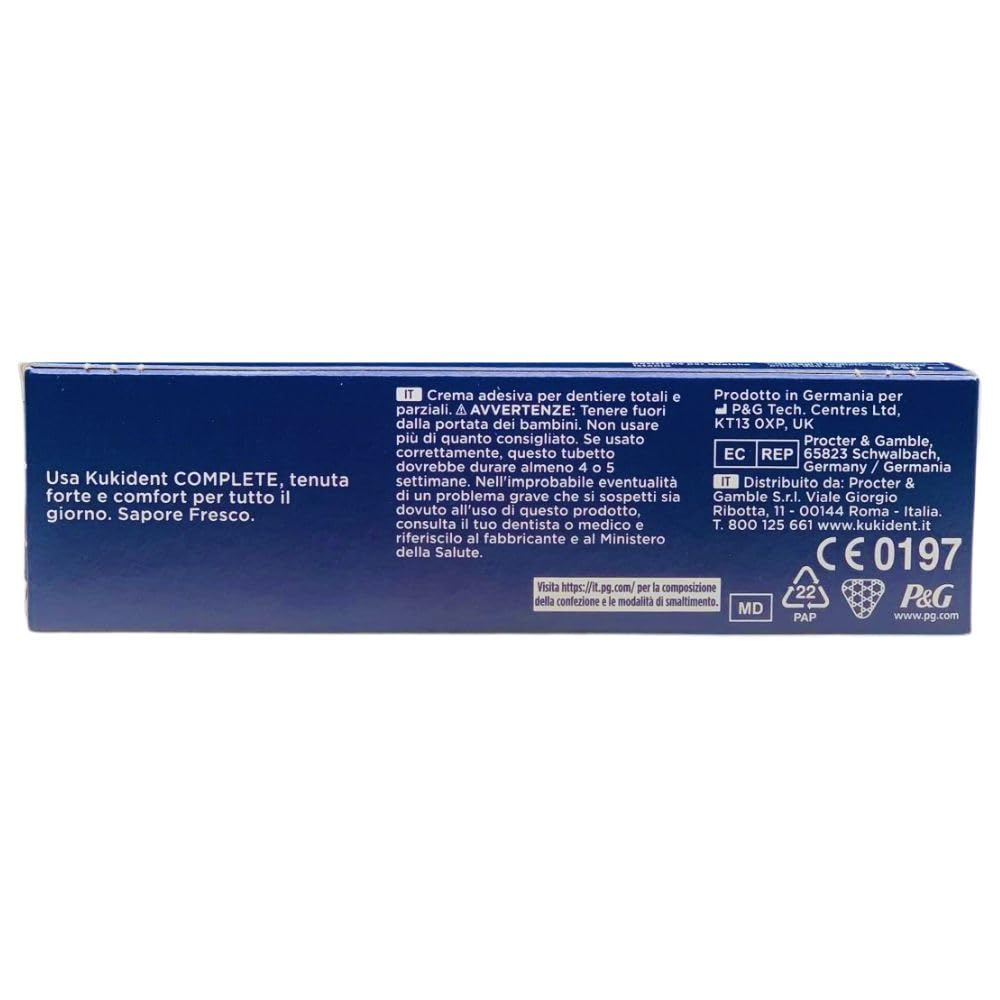 Crema Adesiva Per Dentiere Totali e Parziali, COMPLETE TENUTA FORTE. Sapore Fresco 35g (4 Confezioni)