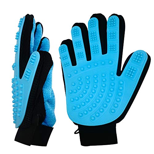 Rantizon Guante de Mascotas, [2 Unidades] Nueva Personalizaci�n de Actualizaci�n Guantes Manopla Masaje con Silicona Suave Retiro del Pelo y Aparato de Masaje para Gatos Grooming de Mascotas y Ba�o