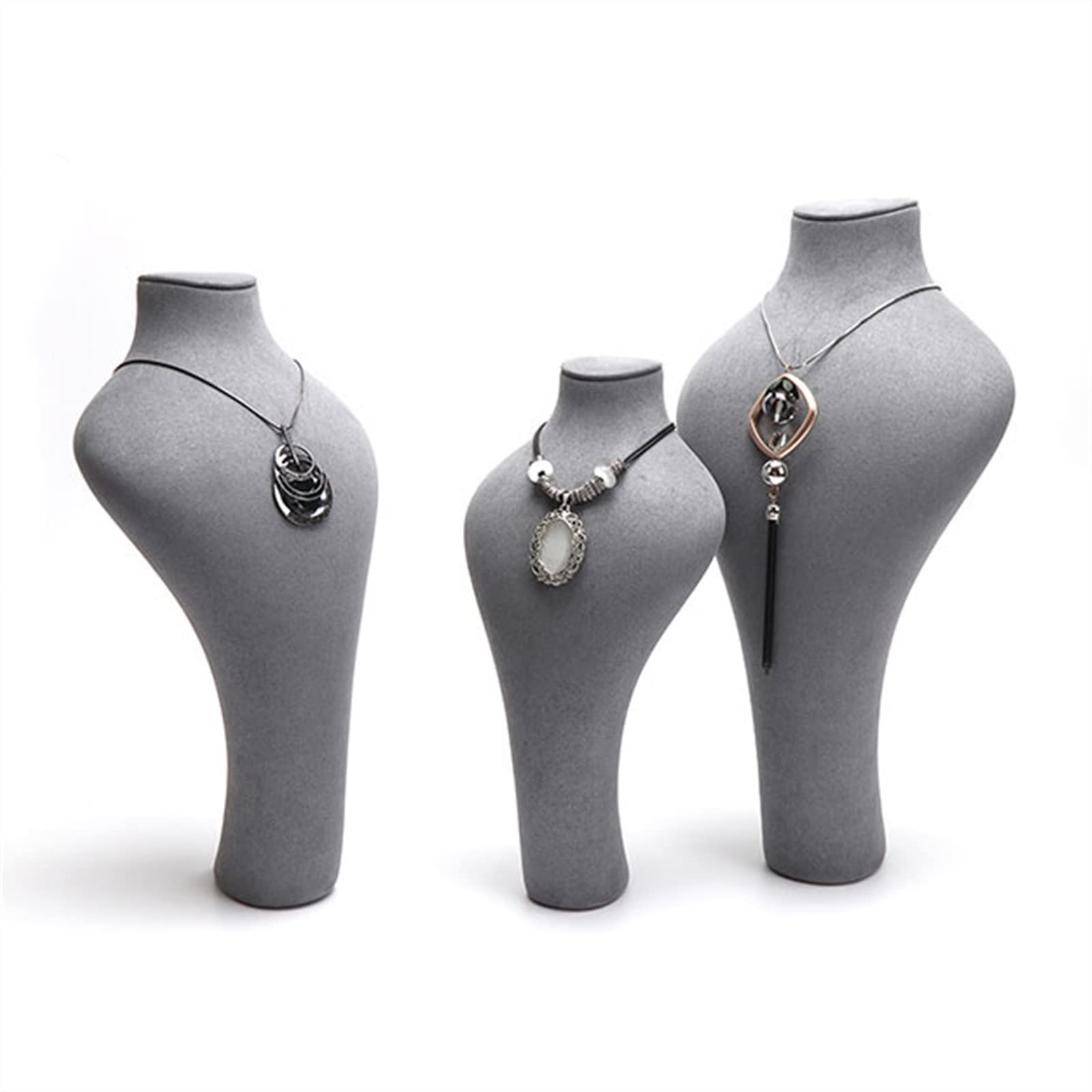 Schmuckständer, Halskettenbüste, Schmuckständer – Samt, Halskette, Anhänger, Kette, Schmuckbüste, Ständer, Aufbewahrung, Dekoration und Präsentation, Schmuck-Organizer-Halter (Farbe: Weiß