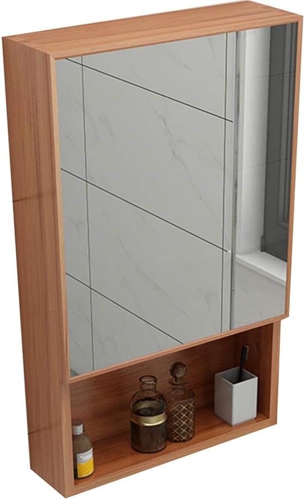 Bathroom Cabinet,with Storage Space Bathroom Bathroom Cabinet Wall-Mounted Storage Cabinet Bedroom Wall-Mounted Item Stand HD Makeup Mirror Wall Cabinet,Brown-40 * 65 * 11cm