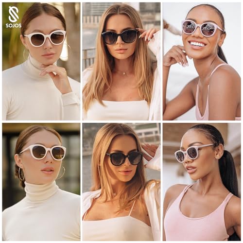 SOJOS Small Round Polarized Sunglasses for Women Men Vintage Style UV400 Lens SJ2259 5