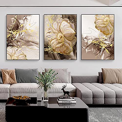 Impresión de póster floral moderno abstracto de 3 piezas sobre lienzo decorativo sin marco 50x70 1