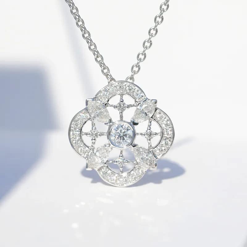 925 Sterlingsilber Vierblättriges Kleeblatt Funken Zirkon Anhänger Halskette für Frauen Schmuck Geschenke