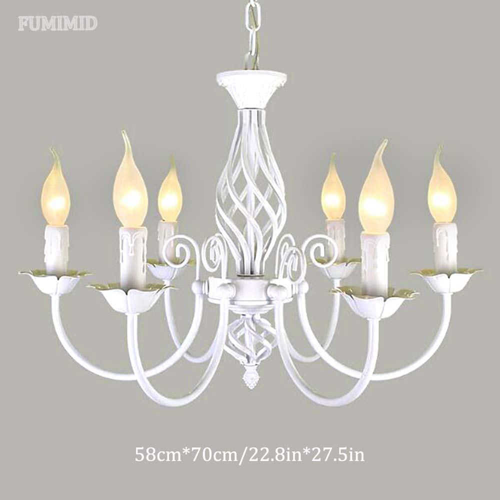 Pendellampe Kerzen Kronleuchter Retro Metall Industriestil Pendelleuchte Höhenverstellbar E14 Hängelampe Beleuchtung Esszimmer Wohnzimmer Schlafzimmer Küche Weiß Deckenlampe Villa Dekoration