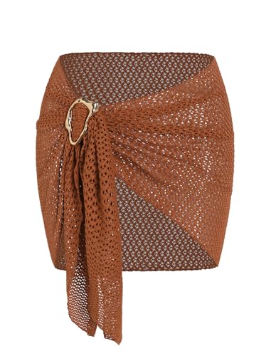 Image of ZAFUL Boho Beach Cover Ups for Women Sarong Coverups Sheer Bikini Chiffon Wraps Skirts for Swimwear