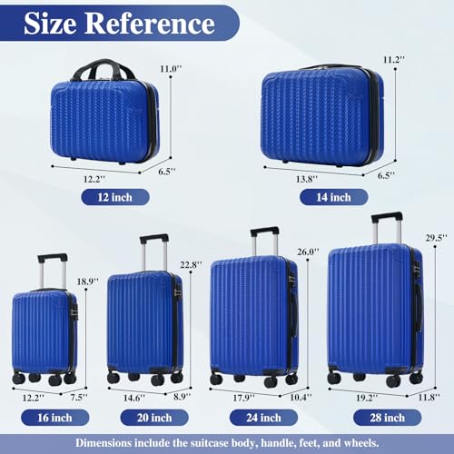 Image of 6 Piece Luggage Set with TSA Lock, Hard Sided Luggage with Double Spinner Wheels, Carry On Luggage Sets, Luggage Suitcases, Durable ABS Hard Shell Travel Suitcase Set for Men & Women, Unexpandable