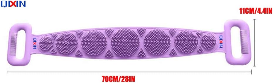 QIXIN Silicone Bath Brush, Long Brush, Back Brush, Bath Brush, Bath Towel, Shower Gel Brush (Purple)