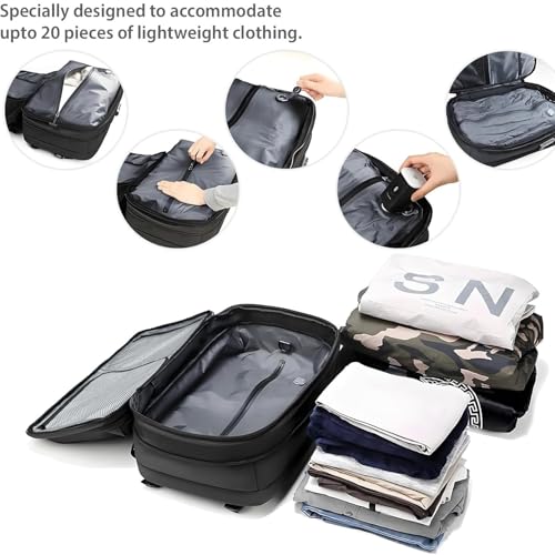 60L Vacuum Compression Backpack with Wheels Expandable Men Waterproof Carry On Luggage Travel Backpacks 17 inch Laptop Backpack Flight Approved(With Pump)2