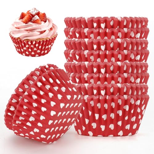 Papel Magdalenas,Moldes Magdalenas Papel– 200 Unidades Mini En Rojo Y Rosa, Calidad Alimentaria, Para Hornear Cupcakes, San Valentín, Bodas, Fiestas De Cumpleaños Y Decoración De Tartas