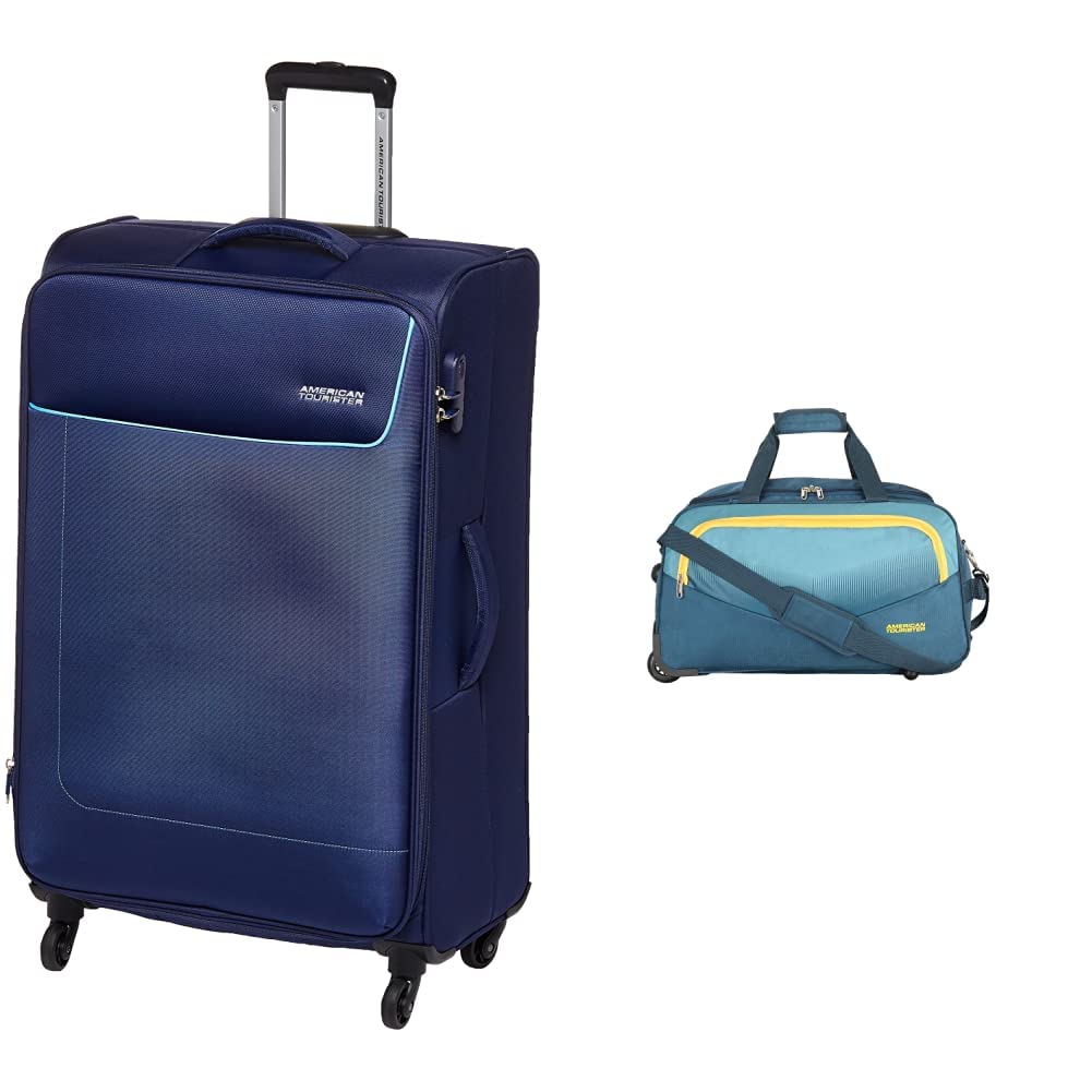 American Tourister 32 Ltrs Black Casual Backpack (Amt Fizz SCH Bag 02 - Black) Ohio Polyester 55 Cms Blue 4 Wheel Spinner Softshell Carry-On Luggage (Fj9 (0) 01 001), Assorted, Small