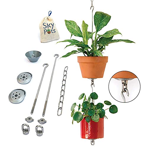 SkyPots Two Pack, All-New Pot Hanging Kits + Accessories, Indoor/Outdoor, Build Vertical Gardens, Hang Individual Planters - Best Vertical garden kits