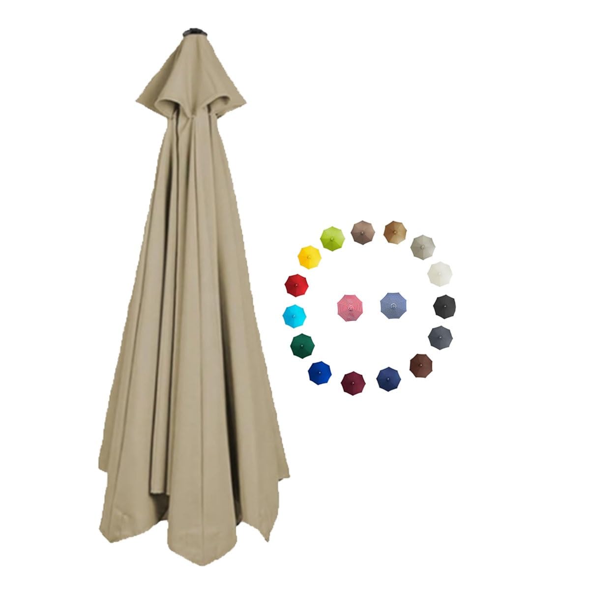 Beegma Unisex Top Replacement Parasol Canopy 2.0/2.3/2.7/3.0M Patio Umbrella Replacement Canopy 6 Arms/8 Arms Canopy Replacement Cover For Garden Market Beach Umbrella (Color : Size : 2.7M/9Ft-6Ribs)