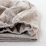 Simple&Opulence 100% Linen Fitted Sheet King(1 Piece), 14 Inch Deep Pocket Mattress Cover Natural French Flax Stone Washed Farmhouse Soft Breathable Bottom Sheets-Linen