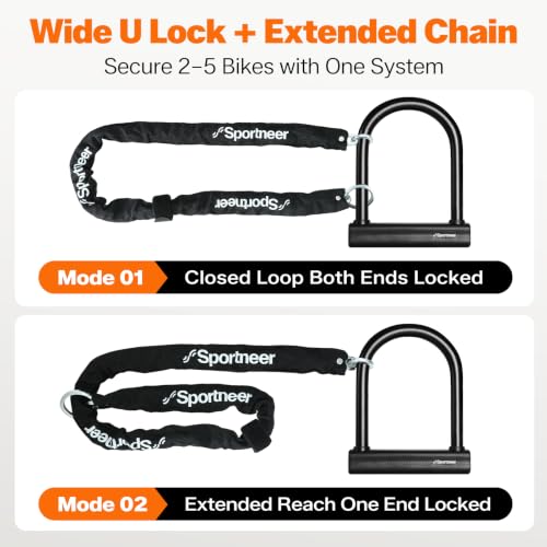Sportneer Extra Wide U-Lock with Chain