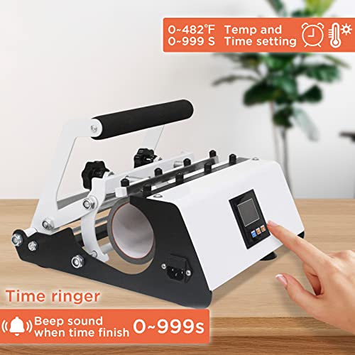 Kweetle Upgraded 110V Tumbler Heat Press Machine For 20Oz 30Oz Sublimation Skinny Straight Tumblers Glass Jar & 11Oz-15Oz Mugs Diy Heat Transfer Print, 20Pcs Paper & Heat Tape Gloves (White) #TOP1