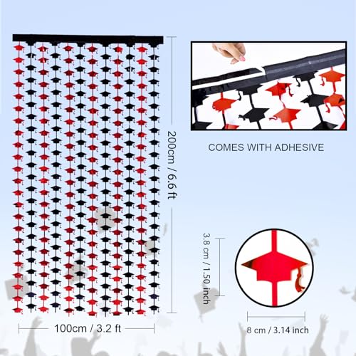 Image of Mega-L Graduation Party Decorations 2026, 2 Pack Red and Black Streamer | 3.3x6.6 ft Metallic Tinsel Backdrop Streamers, Red Congrats Grad Photobooth Props Class of 2026 Party Decors Supplies