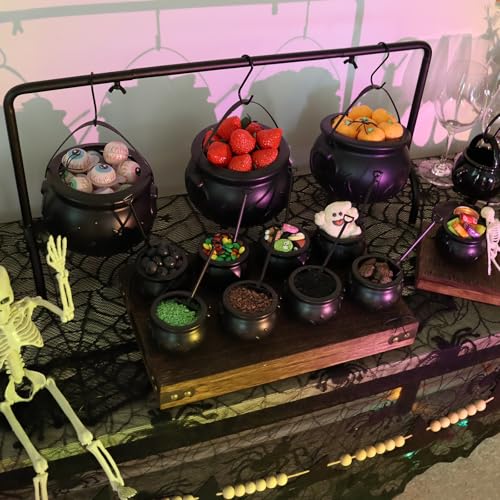 12 PCS Cauldron Halloween Decor, Large and Mini Black Plastic Hanging Cauldrons Serving Set, Spooky Witches Cauldron Desserts Candy Serving Bowls for Table Indoor Home Hocus Pocus Party Decorations 12 PCS Cauldron Halloween Decor, Large and Mini Black Plastic Hanging Cauldrons Serving Set, Spooky Witches Cauldron Desserts Candy Serving Bowls for Table Indoor Home Hocus Pocus Party Decorations