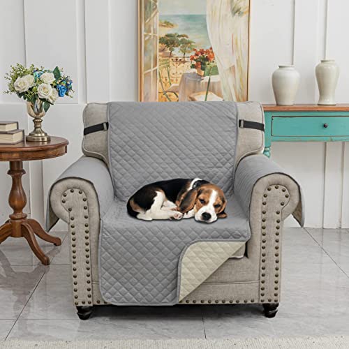 XINEAG Quilted Sofa Covers 1 Seater, Water Resistant Chair Covers for Dogs Pets Non Slip Sofa Slipcovers with Pockets - Image 2