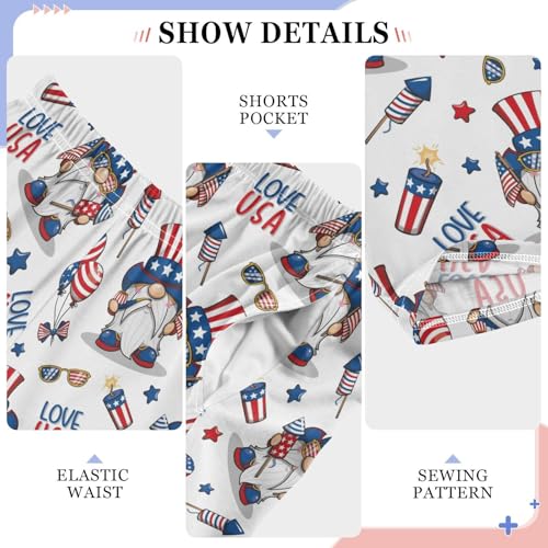 Gnome Love USA Boys Long Pants Soft Trousers Elastic Waist Kids Lounge Bottoms with Pockets S-XL4