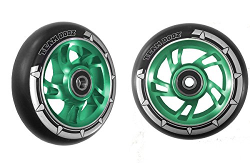 Team Dogz Paire par Swirl Scooter Roues 100 mm  Vert Alliage Core Noir PU, Green Core