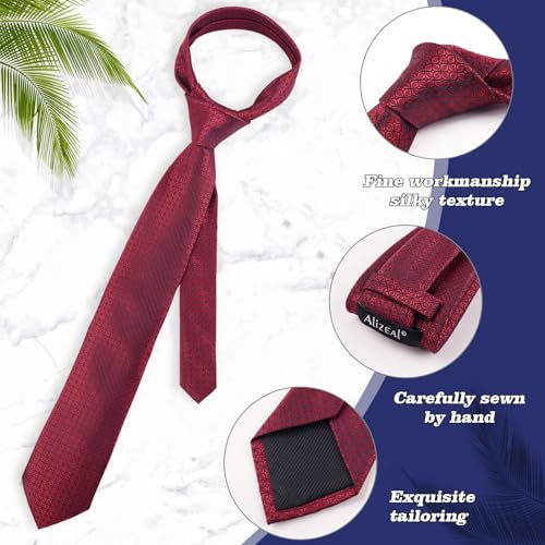 Image of Alizeal Mens Vintage Solid Plaid Tie with Pocket Square 3.15inches Necktie Set