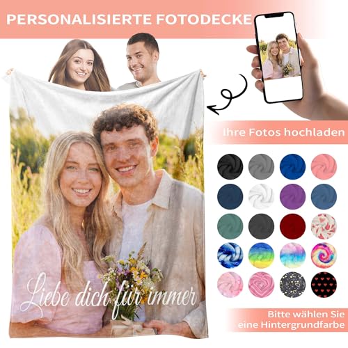 Easycosy Muttertagsgeschenke für Mama, Made in Germany - personalisierte Mama Decke mit Foto Text, Kuscheldecke Fotodecke mit Eigenem Photo Blanket Mutter Oma zu Geburtstag