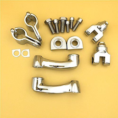 SMT-Chrome 360 Degree Adjustable Highway Peg Mounting Kit Compatible With any Bike Equipped with 1-1/4 inch Front Engine Guard Frame Tube Honda GoldWing VTX1300 Shadow Valkyrie Triumph [B01AVH3MTM] - Thumbnail 2
