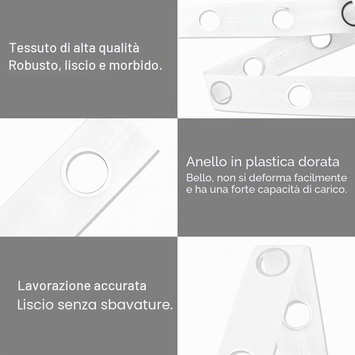 Nastro per Tende Con Occhielli, 10 m, 60 Anelli, Accessori per Cucito, Argentate, per Tendaggi Perforati, Decorazione Fai Da Te